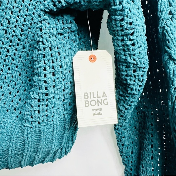 NWT Billabong Sz Large Deep Jade Cowl Neck Loose Knit Jumper Chunky Sweater - Picture 4 of 9